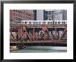 An El Train On The Elevated Train System Crossing Wells Street Bridge, Chicago, Illinois, Usa by Amanda Hall Limited Edition Pricing Art Print