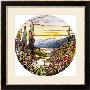 Fine Leaded Glass Window Enamelled Sunset With Mountains, Circa 1900 by Tiffany Studios Limited Edition Pricing Art Print