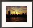 Houses Of Parliament Silhouetted At Sunset, London, United Kingdom by Johnson Dennis Limited Edition Print