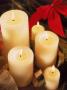 Five Lighted Pillar Candles, Ribbon And Pine Branch by Eric Kamp Limited Edition Print