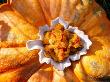 Still Life- Food, Vegetable Recipe, Pumpkin Chutney In Dish Placed On Pumpkin by Linda Burgess Limited Edition Print