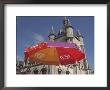 Umbrella Advertising Ice Cream, With Gothic Town Hall Behind, Rue, Somme, Picardy, France by David Hughes Limited Edition Print