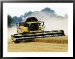 Yellow New Holland Combine Harvester Harvesting Wheat Field, Uk by Martin Page Limited Edition Print