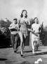 Actor W. C. Fields Jogging Along With Actress Maria Montez And His Trainer Bob Howard by Peter Stackpole Limited Edition Print