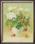 White Geraniums With Strawberries by Danhui Nai Limited Edition Print