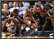 Golden State Warriors V Memphis Grizzlies: Stephen Curry, Mike Conley, Tony Allen And Darrell Arthu by Joe Murphy Limited Edition Pricing Art Print