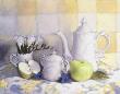 Coffee Pot, Pitcher And Sugar Bowl With Apple by Linda Hanly Limited Edition Pricing Art Print