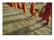 Buddhist Monks Walk Single File Down A Dirt Road by Jodi Cobb Limited Edition Print