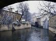 Snow-Covered Trees And Houses Backing Onto Canal Certovka, Prague, Czech Republic by Richard Nebesky Limited Edition Print