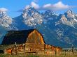 Wooden Mormon Row Barn With Teton Range Behind, Grand Teton National Park, Usa by John Elk Iii Limited Edition Print