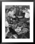 Young Married Couples Enjoying A Backyard Buffet Feast , Featuring Spaghetti by Nina Leen Limited Edition Print