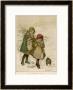 Two Girls And Their Dog Gather Mistletoe In The Snow by Lizzie Limited Edition Print