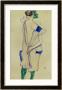 Standing Girl In Blue Dress And Green Stockings, 1913 by Egon Schiele Limited Edition Pricing Art Print