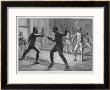 Two Men Practise Under The Careful Eye Of Their Master At A Fencing School by H.P. Jackson Limited Edition Pricing Art Print