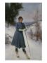 Girl On Skis (Oil On Canvas) by Axel Hjalmar Ender Limited Edition Print