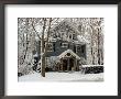 Shingled Home With Snow On Holiday Wreaths, Reading, Massachusetts, Usa by Lisa S. Engelbrecht Limited Edition Print