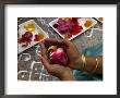 A Hindu Woman Worshipper Holding Rose Offering At The Sri Srinivasa Permual Temple, Singapore by Michael Coyne Limited Edition Print