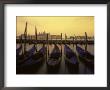 Row Of Gondolas At Dawn, San Giorgio Maggiore, Venice, Veneto, Italy, Europe by Jochen Schlenker Limited Edition Print