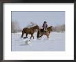 Cowboy Leading Sorrel Quarter Horse Geldings, With Two Mixed Breed Dogs, Longmont, Colorado, Usa by Carol Walker Limited Edition Pricing Art Print