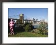 Brooklyn Bridge And Manhattan Skyline With Modern Artwork In The Foregound, New York City, Usa by Amanda Hall Limited Edition Print