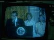 Tv Image Of Mrs. Nixon And Daughter Tricia Listening To President Nixon Give Farewell Speech by Gjon Mili Limited Edition Print