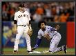 Texas Rangers V San Francisco Giants, Game 2: Elvis Andrus, Freddy Sanchez by Doug Pensinger Limited Edition Print