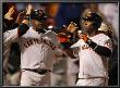 Texas Rangers V. San Francisco Giants, Game 5:  Edgar Rentaria, Juan Uribe by Ronald Martinez Limited Edition Print