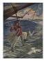 Illustration Of Canadian Brandishing Harpoon by Milo Winter Limited Edition Print