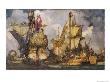 Queen Elizabeth Goes Aboard Francis Drake's Ship Golden Hind Anchored At Deptford by Frank Brangwyn Limited Edition Print