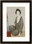 A Beauty In A Black Kimono With White Hanabishi Patterns Seated Before A Mirror by Hashiguchi Goyo Limited Edition Print
