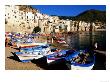 Fishing Boats On Beach At Seaside Resort, Cefalu, Italy by John Elk Iii Limited Edition Print