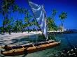 A Sailing Canoe On Beach Of South Kona Coast, Puuhonua O Honaunau National Park, Hawaii, Usa by Ann Cecil Limited Edition Print