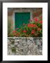 Vacation Villa Wall With Flowers, Matsoukata, Kefalonia, Ionian Islands, Greece by Walter Bibikow Limited Edition Print