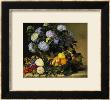 Hydrangea In An Urn And A Basket Of Fruit On A Ledge by Johan Laurentz Jensen Limited Edition Print