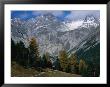 Hikers Going To Grimmels Pasture, Piz Ftur And Piz Sampuoir In Swiss Nat. Park, Zernez, Switzerland by Martin Moos Limited Edition Print