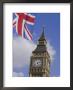 Big Ben And Union Jack Flag, Houses Of Parliament, Westminster, London by Adina Tovy Limited Edition Print