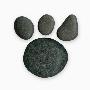 Black Stones From The Volcanic Island Of Chios Arranged Like A Paw Print by Josie Iselin Limited Edition Print