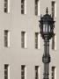 Ornate Streetlamp And Vertical Windows In Entrance Courtyard Of Escuela De Nautica, Cadiz Spain by David Borland Limited Edition Print
