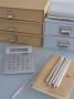 Home Office Detail With Storage Drawers Calculator And Pencils by Richard Powers Limited Edition Pricing Art Print