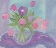 Silk Sari Cloth Tulips by Lilliana Braico Limited Edition Print