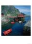 Building On Pier And Boats On Tinnsjo Lake, Norway by Harry Parsons Limited Edition Print