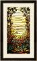 A Leaded Glass Landscape Window Depicting View Of Red Flowers And A Stream by Tiffany Studios Limited Edition Print
