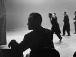 Silhouette Of Entertainer Bob Hope's Profile, With Dancers Rehearsing On The Colgate Comedy Hour by Ed Clark Limited Edition Print
