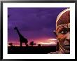 Maasai Warrior With Sunset On The Serengeti, Kenya by Bill Bachmann Limited Edition Print
