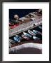 Overhead Of Fishing Boats Lined Up In Hydra Harbour, Hydra Town, Greece by Rodney Hyett Limited Edition Print