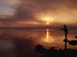 Fly Fisherman Casts His Line Into Yellowstone Lake At Sunset by Tom Murphy Limited Edition Print