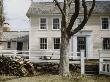 Timber Frame Clapboard Farmhouse In Winter, Logpile Of Firewood, Lyme, Connecticut by Philippa Lewis Limited Edition Print