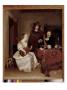 Woman Playing A Theorbo To Two Men by Gerard Terborch Limited Edition Print
