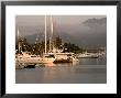 Boats Docked In Marina Vallarta Against Fog-Shrouded Mountains, Puerto Vallarta, Mexico by Nancy & Steve Ross Limited Edition Print