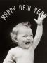 1930S Baby With Mouth Open And Hand Raised With Happy New Year Spelled Out In Arc Over Head by H. Armstrong Roberts Limited Edition Print